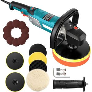 Polijstmachine - Poetsmachine Auto Met 6 Snelheden - 6 Polijstschijven – Poliermachine 1500W – Polijstmachines – Polijst Set