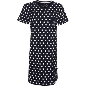 Tenderness Dames Nachthemd - Witte Stippen - Donker Blauw - Maat S
