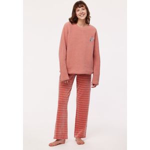 Woody pyjama velours + teddy fleece meisjes/dames - oudroze - haas - 232-10-WPI-M/443 - maat XL