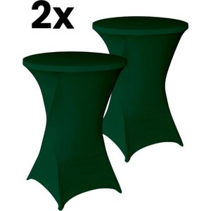 Statafelrok Donker Groen 2x – Extra dik & Sterk - ∅80-85 x 110 cm – Tafelhoezen voor Statafel – Partytafel Tafelrok – Stretch 2 stuks Statafelhoes - Sta Tafel Hoes - Staantafelhoes – Trouwerij - Rebuust en weerbestendig – Cocktailparty