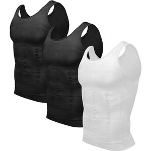 Compressieshirt voor heren - 3-pack afslankvest en bodyshaper, XXL