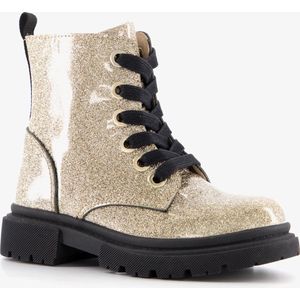 TwoDay leren meisjes veterboots goud glitters - Maat 24