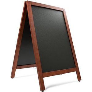 Krijtstoepbord Mahonie 55 x 85 cm dennen houten omlijsting - dubbelzijdig reclamebord