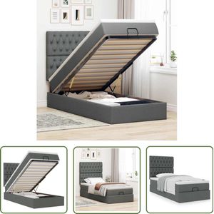 vidaXL Ottoman Bed 90x200cm met Matras - Donkergrijs Ottoman Bed - Boxspringbed - Tweepersoonsbed - Donkere Kleuren - Modern Design