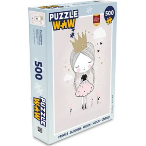 Puzzel Prinses - Bloemen - Kroon - Meisje - Sterren - Legpuzzel - Puzzel 500 stukjes