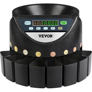 VEVOR Auto-Euro Munt Sorter Teller Machine ,220 Munten/Minuten,Grote Capaciteit,Toont Het Totaal Aantal Valuta,Voor Tellen Munten