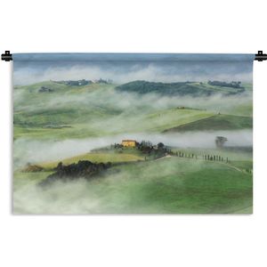 Wandkleed Toscaanse Mist - Toscaanse mist in Italiaanse bergen Wandkleed katoen 150x100 cm - Wandtapijt met foto