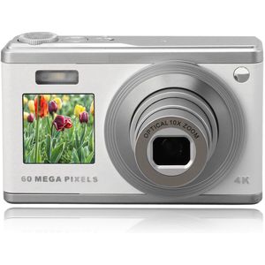 4K Digitale Camera voor Fotografie, 10x Optische Zoom Digitale Camera, Autofocus met Ultra HD Dubbel Scherm, 60 MP Anti-shake Draagbare Buitenvideocamera, Camcorder voor (Wit)