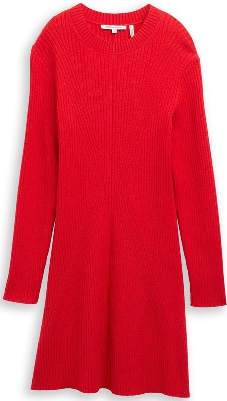 Tom Tailor Denim Getailleerde mini-jurk van geribbelde tricot