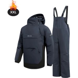Nivard Skipak - SkiBroek - Skijas - Ski Suit - Wintersport - Heren - 2-Delig - Donkergrijs - Maat S
