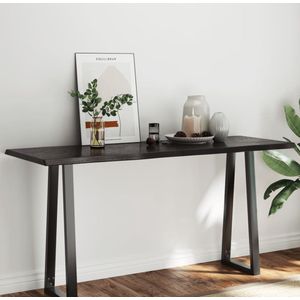 The Living Store Tafelblad natuurlijke rand 160x60x(2-4)cm eikenhout donkerbruin - Tafelblad Eiken - Eikenhouten Tafelblad - Tafelblad Vervangen - Salontafel - Eethoek