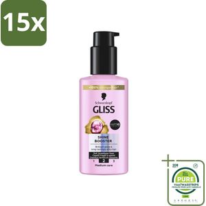 15 x Gliss - Haarserum - Liquid Silk Shine Booster - Fruitige Geur - 100 ml - Grootverpakking - Haar Serum - Glans Serum - Dof Haar - Breekbaar Haar - Haar Herstel