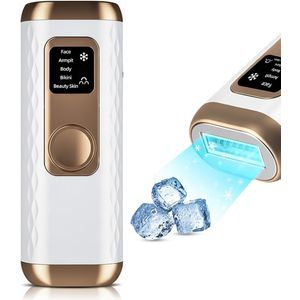 LUVENA Laser Ontharingsapparaat IPL – 5 Energieniveaus met Ice-Cooling Technologie – 3-in-1 Permanent Ontharen & Huidverjonging – Voor Gezicht, Oksels, Benen & Bikinilijn – Pijnloze IPL Ontharing voor Thuis