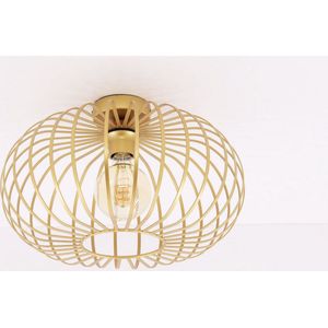 Plafondlamp Ribby - mat goud metaal - 1xE27 - ø40cm - open structuur