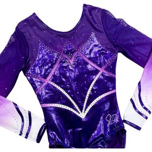 Sparkle&Dream Turnpakje Noa Paars - Maat INT 110/116 - Gympakje voor Turnen, Acro, Trampoline en Gymnastiek