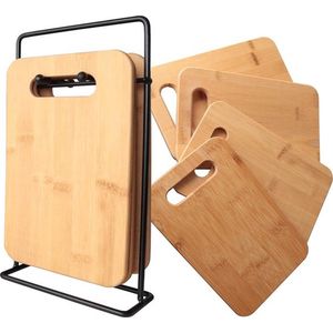 Snijplankenset Met Houder - Keukengerei - Modern Design - Snijplank - Snijplankenset - Snijplanken Set - Snijplanken - Must Have Voor In De Keuken!