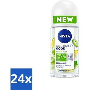 24 x NIVEA - Deodorant Roller - Natuurlijk Goed Aloë Vera - Fris Gevoel - 24 Uur Werking - 50 ml - NIVEA Deodorant - Natuurlijke Deodorant - Aloë Vera Deodorant - Aluminiumvrije Deodorant - Vegan Deodorant