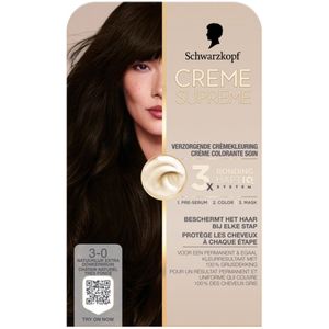 Schwarzkopf - Haarkleuring - Creme Supreme 3-0 - Natuurlijk Extra Donkerbruin - 245g - 1 stuk