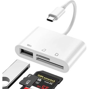 Allecto Premium - SD Kaartlezer USB C - Micro SD Kaartlezer voor MacBook Laptops en Galaxy Telefoons (Wit)