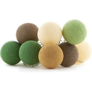 Feestverlichting lichtsnoer met groene balletjes 378 cm - Cotton Balls - Lichtsnoeren/lichtslingers met katoenen balletjes groen
