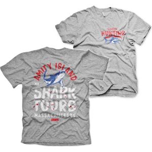 Jaws Heren Tshirt -S- Amity Island Shark Tours Grijs