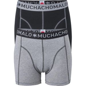 Muchachomalo Basiscollectie Heren Boxershorts - 2 pack - Grijs/Zwart - Maat XXL