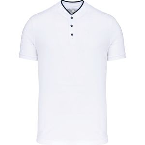 Herenpolo met maokraag en korte mouwen Kariban maat XXL Wit/Donkerblauw