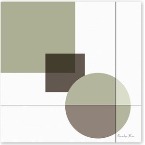 Dibond - Reproduktie / Kunstwerk / Kunst / Abstract / - Wit / zwart / bruin / taupe - 120 x 120 cm