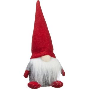 Pluche gnome/dwerg decoratie pop/knuffel met rode muts 18 cm - Kerstgnomes/kerstdwergen/kerstkabouters