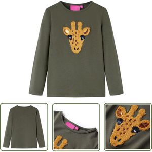 vidaXL Langmouwig - Kinderhemd - Kindershirt met lange mouwen 104 kakikleurig - Meisjeskleren - Jongenskleren - Katoenen Kleding