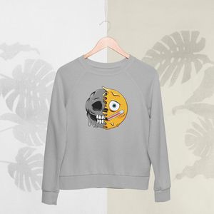 Feel Free - Halloween Sweater - Smiley: Gezicht Met Thermometer - Maat XL - Kleur Grijs