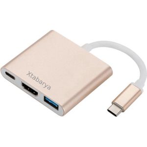 Xtabarya 4K Usb C Hub 3 In1 Adapter Usb Type C Hub Naar Hdmi-Compatibel 4K Ondersteuning geschikt voor Samsung Dex Modus USB-C Dock Met Pd Voor Macbook Pro/Air Goud