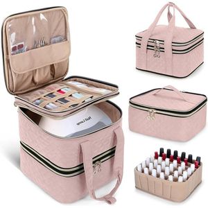 Cosmetica Koffer – Opbergtas - Make-up Koffer met Verstelbare Vakken – Visagie Koffer – Cosmetica Organizer – Kapperskoffer - Pedicure Koffer – Mobiele Koffer voor Kappers - Nagellak Organizer - Roze