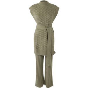 Trendyol Khaki Riem Messing Gebreide Trui-Broek Gebreide Broek Broek Set Tctaw24Us00045