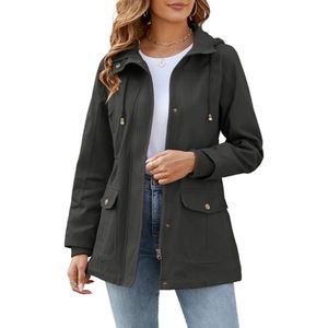 Dames Lichtgewicht Katoenen Jas met Capuchon - Casual Lente-/Zomerjas voor Buitenactiviteiten