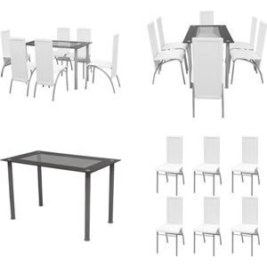 vidaXL Eetkamerset wit 7-delig - Eetkamertafel En Eetkamerstoel - Eetkamertafels En Eetkamerstoelen - Eetkamer Set - Keukentafel