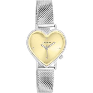 OOZOO Timepieces - Zilverkleurige OOZOO horloge met zilverkleurige metalen mesh armband - C11443