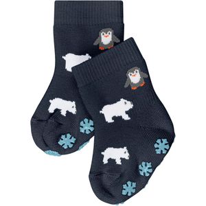 FALKE Winter Animals Noppen op de zool katoen huissokken baby blauw - maat 74-80