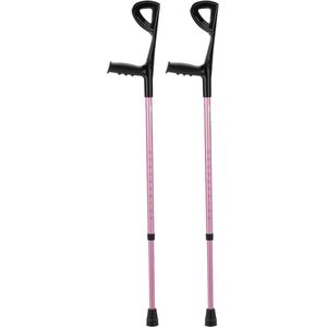 Elleboogkrukken - loopkrukken - krukken open manchet Roze - Verstelbaar - Set - paar van 2