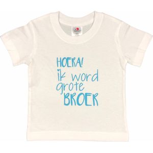 Shirt Aankondiging zwangerschap Ik word grote broer | korte mouw | aquablauw | maat 110/116 zwangerschap aankondiging bekendmaking Baby big bro brother