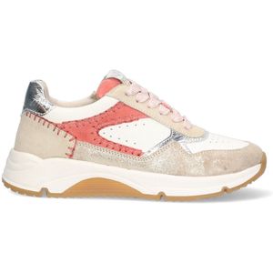 Braqeez 425266-994 Meisjes Lage Sneakers - Beige/Roze - Leer - Veters
