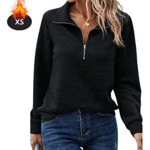 Nivard Quarter Zip Dames - Sweater - Sweaters - Hoodie - Warme Trui - Vest - Lang - Coltrui - Zwart - XS