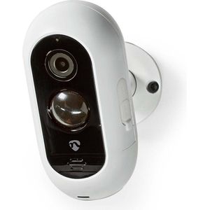 Nedis SmartLife Camera voor Buiten - Wi-Fi - Full HD 1080p - IP65 - Max. batterijduur: 6 Maanden - Cloud Opslag (optioneel) / microSD (niet inbegrepen) - 5 V DC - Met bewegingssensor - Nachtzicht - Wit