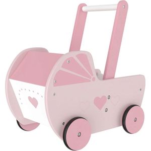 Playtive Poppenwagen - Houten Kinderwagen - Speelpop Kinderbed - Kinderspeelgoed meisjes - Poppen - Roze