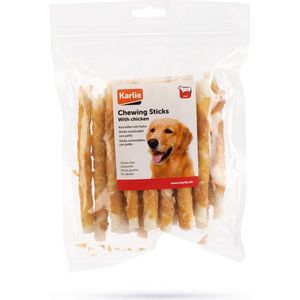 4x Karlie kippenkauwstaafjes - hondensnacks kip - kauwkluifjes met kip runderhuid - voordeelverpakking - kipstokjes 20st