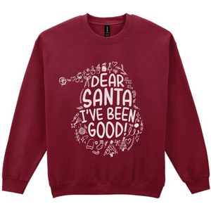 Unisex Trui - Dear Santa Wishlist - Kleur rood - Maat S - Perfect voor iedereen die in december nog snel even zijn/haar goede gedrag wil benadrukken!