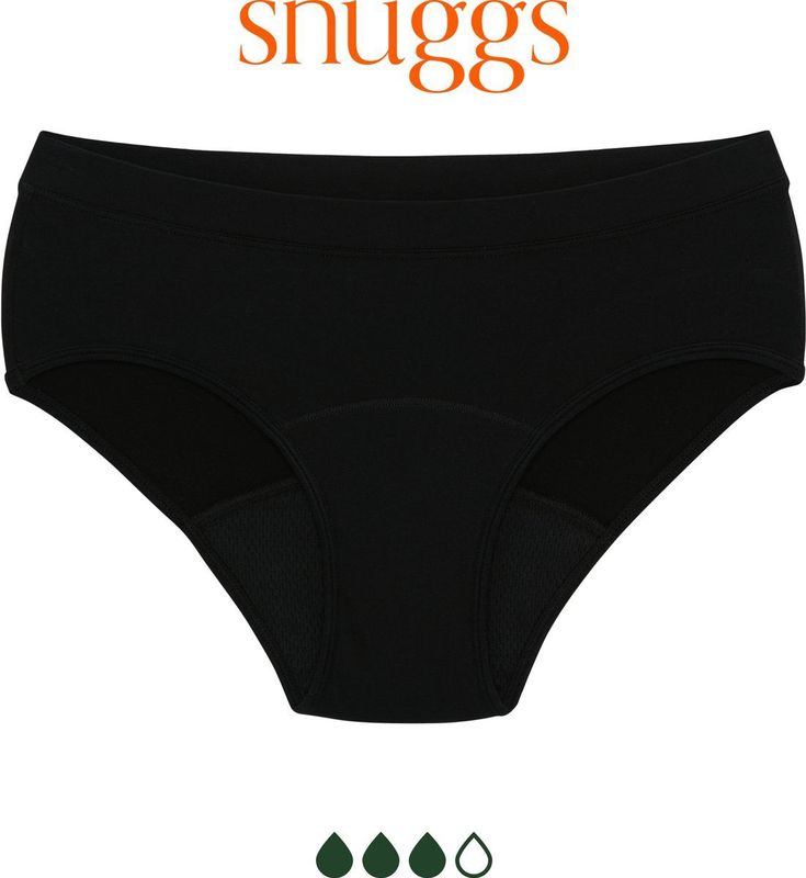 Snuggs - BASICS Heavy - Menstruatieondergoed - Zwart - Lekvrije Technologie