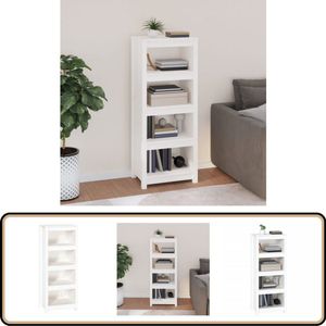 vidaXL Boekenkast Massief Grenenhout Wit 50x35x125,5 cm Boekenkast - Houten Boekenkast - Klassieke Boekenkast - Witte Boekenkast - Bibliotheek