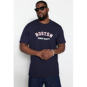 Trendyol - Relaxed Fit - T-shirt - Marineblauw - Plus Size