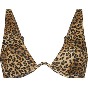 Hunkemöller Dames Badmode Niet-voorgevormde beugel bikinitop Leopard - Bruin - maat C75